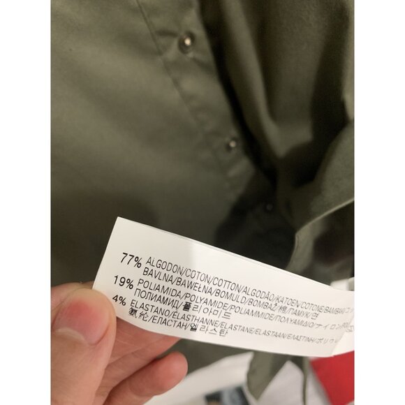 BNWOT Zara Olive Green Utility Longline Shirt Dress Button Down Tab Roll Sleeves - Picture 6 of 6